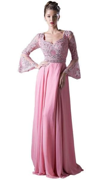 Formal Gowns Cinderella Divine - Sweetheart Long Bell Sleeves Lace Evening Gown CR773 - 1 Pc Dusty Rose In Sizes 12 Available 5 Formal Gowns Cinderella Divine - Sweetheart Long Bell Sleeves Lace Evening Gown CR773 - 1 Pc Dusty Rose In Sizes 12 Available
