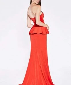 Cinderella Divine - Sweetheart Peplum Trumpet Dress P102 - 1 Pc Red In Size 6 Available