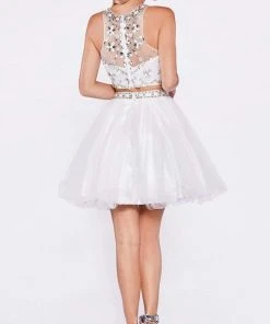 Cinderella Divine - Two-Piece Crystal Ornate Illusion A-Line Dress Cocktail Dresses 14 Cinderella Divine - Two-Piece Crystal Ornate Illusion A-Line Dress Cocktail Dresses