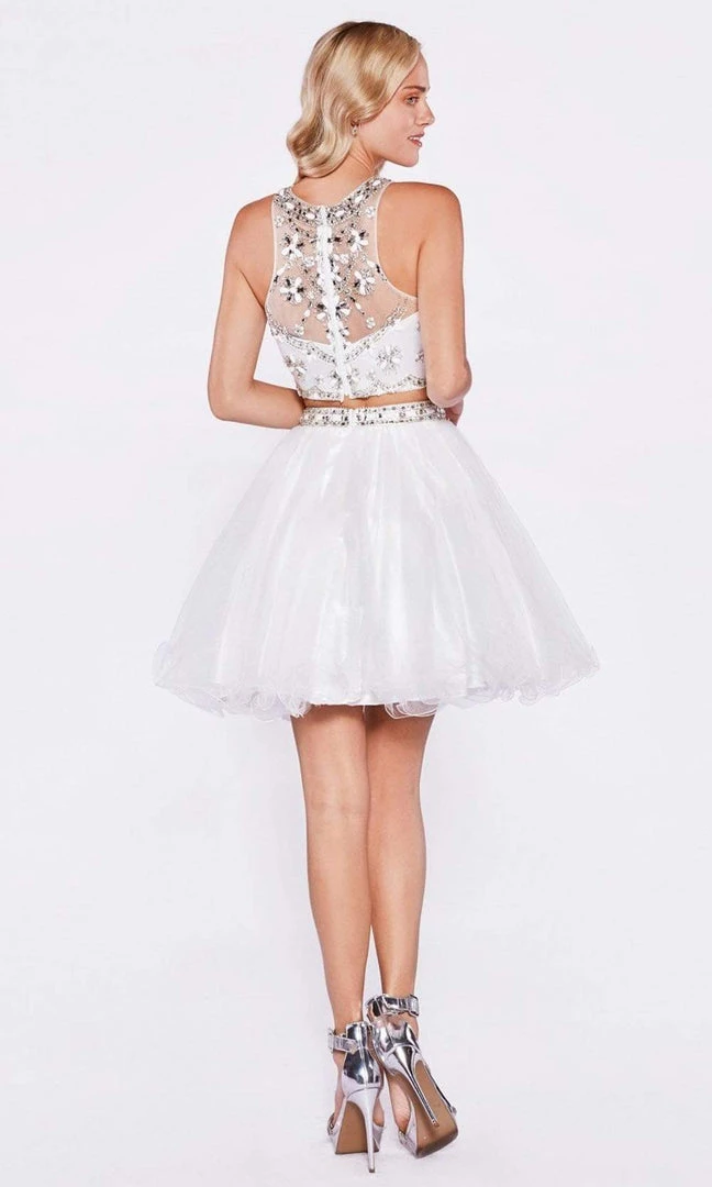 Cinderella Divine - Two-Piece Crystal Ornate Illusion A-Line Dress Cocktail Dresses 4 Cinderella Divine - Two-Piece Crystal Ornate Illusion A-Line Dress Cocktail Dresses