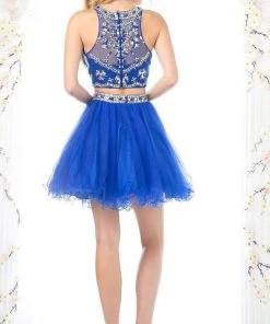 Cinderella Divine - Two-Piece Crystal Ornate Illusion A-Line Dress Cocktail Dresses 22 Cinderella Divine - Two-Piece Crystal Ornate Illusion A-Line Dress Cocktail Dresses