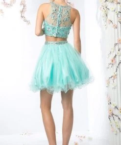 Cinderella Divine - Two-Piece Crystal Ornate Illusion A-Line Dress Cocktail Dresses 16 Cinderella Divine - Two-Piece Crystal Ornate Illusion A-Line Dress Cocktail Dresses