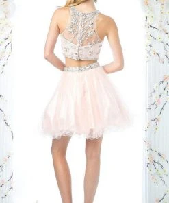 Cinderella Divine - Two-Piece Crystal Ornate Illusion A-Line Dress Cocktail Dresses 18 Cinderella Divine - Two-Piece Crystal Ornate Illusion A-Line Dress Cocktail Dresses