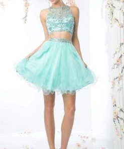 Cinderella Divine - Two-Piece Crystal Ornate Illusion A-Line Dress Cocktail Dresses 15 Cinderella Divine - Two-Piece Crystal Ornate Illusion A-Line Dress Cocktail Dresses