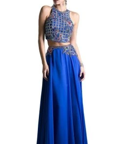 Cinderella Divine - Two Piece Floral Embroidered A-line Dress 7 Cinderella Divine - Two Piece Floral Embroidered A-line Dress