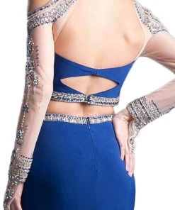 Cinderella Divine - Two Piece Rhinestone Embellished Long Sleeves Gown Formal Gowns 11 Cinderella Divine - Two Piece Rhinestone Embellished Long Sleeves Gown Formal Gowns