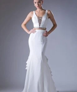 Cinderella Divine - Two Piece Sleeveless Ruffled Trumpet Gown