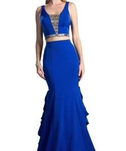 Cinderella Divine - Two Piece Sleeveless Ruffled Trumpet Gown