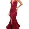 Cinderella Divine - UE006 Fitted V-Neck Stretch Knit Mermaid Gown