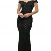 Formal Gowns Cinderella Divine - UK012 Off Shoulder Beaded Lace Ornate Sheath Gown 2 Formal Gowns Cinderella Divine - UK012 Off Shoulder Beaded Lace Ornate Sheath Gown