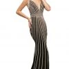 Cinderella Divine - UK017 Gold Beaded Stripe Sheath Gown Formal Gowns 1 Cinderella Divine - UK017 Gold Beaded Stripe Sheath Gown Formal Gowns