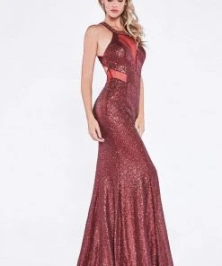 Formal Gowns Cinderella Divine - UR133 Illusion Cutout Allover Sequin Mermaid Gown