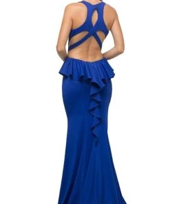Cinderella Divine - UR137 Plunging Bodice Strappy Knit Trumpet Gown Formal Gowns 13 Cinderella Divine - UR137 Plunging Bodice Strappy Knit Trumpet Gown Formal Gowns