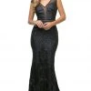 Cinderella Divine - UR138 Beaded Lace V-neck Trumpet Dress 1 Cinderella Divine - UR138 Beaded Lace V-neck Trumpet Dress