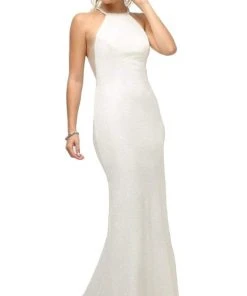 Cinderella Divine - UR139 Strappy Fitted Halter Dress Formal Gowns