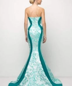 Formal Gowns Cinderella Divine - US001 Floral Strapless Mermaid Gown