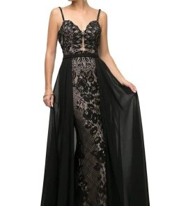 Cinderella Divine - UT254 Lace Deep Sweetheart Dress With Overskirt Formal Gowns 12 Cinderella Divine - UT254 Lace Deep Sweetheart Dress With Overskirt Formal Gowns