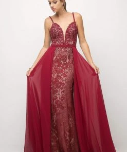 Cinderella Divine - UT254 Lace Deep Sweetheart Dress With Overskirt Formal Gowns 16 Cinderella Divine - UT254 Lace Deep Sweetheart Dress With Overskirt Formal Gowns