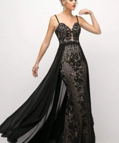 Cinderella Divine - UT254 Lace Deep Sweetheart Dress With Overskirt Formal Gowns