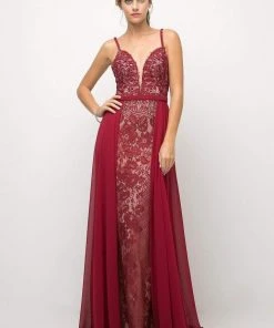 Cinderella Divine - UT254 Lace Deep Sweetheart Dress With Overskirt Formal Gowns 17 Cinderella Divine - UT254 Lace Deep Sweetheart Dress With Overskirt Formal Gowns