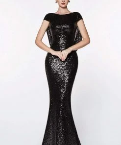 Cinderella Divine - UV003 Allover Sequin Gown Back Mermaid Gown Formal Gowns