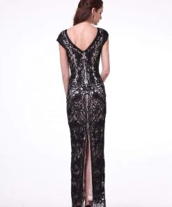 Cinderella Divine - 1937 V-neck Lace Overlay Sheath Evening Gown 7 Cinderella Divine - 1937 V-neck Lace Overlay Sheath Evening Gown