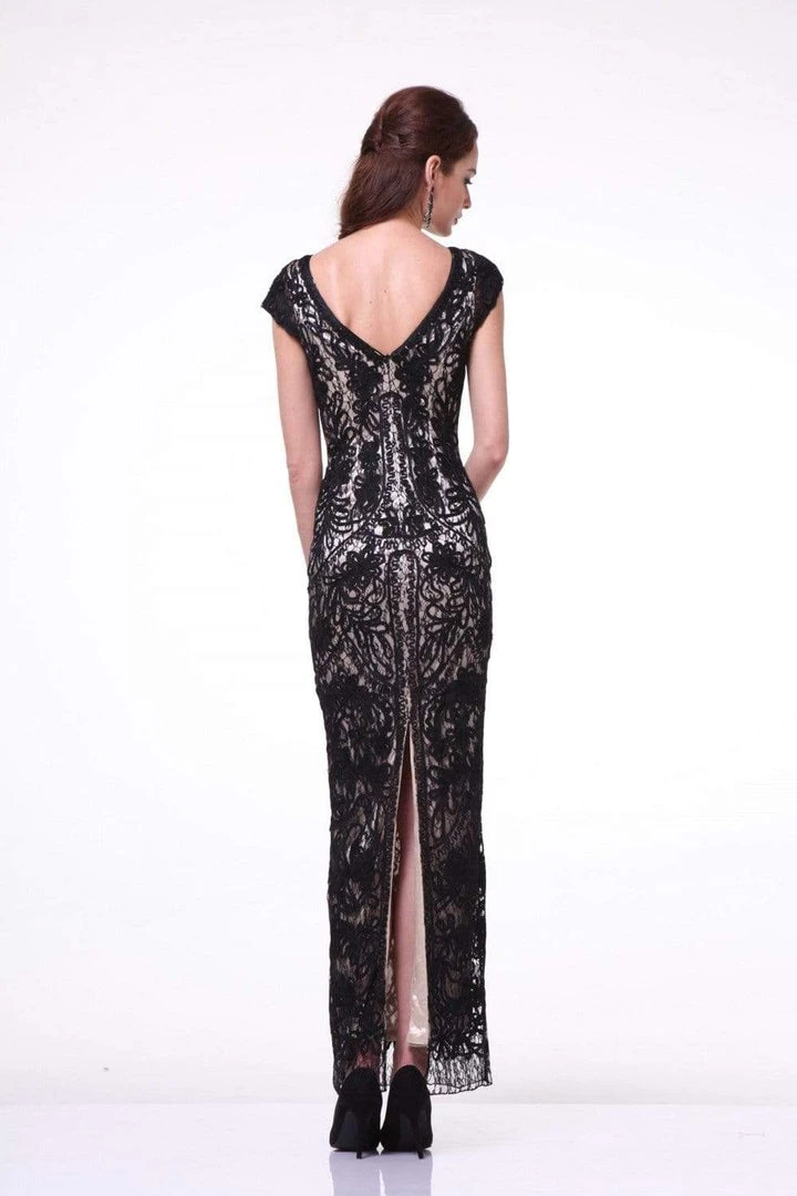 Cinderella Divine - 1937 V-neck Lace Overlay Sheath Evening Gown 4 Cinderella Divine - 1937 V-neck Lace Overlay Sheath Evening Gown