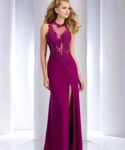 Clarisse - 2503 Embellished Illusion Jewel Sheath Dress Formal Gowns