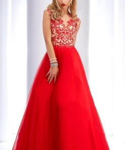 Formal Gowns Clarisse - 2701 Lace Illusion Jewel Ballgown