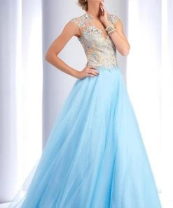Formal Gowns Clarisse - 2701 Lace Illusion Jewel Ballgown