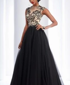 Formal Gowns Clarisse - 2701 Lace Illusion Jewel Ballgown