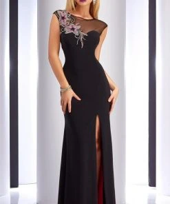 Formal Gowns Clarisse - 2756 Sheer Floral Detailed Evening Gown