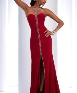 Formal Gowns Clarisse - 2797 Bejeweled Halter Sheath Dress