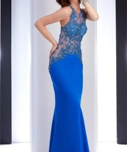 Clarisse - 2802 Embellished Illusion Sheath Dress
