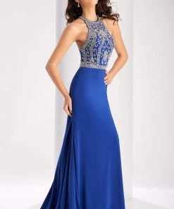 Clarisse - 2807 Crystal Festooned Halter Gown