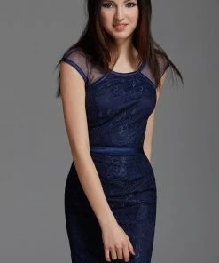 Cocktail Dresses Clarisse - 2940 Scoop Neck Lace Cocktail Dress