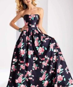 Clarisse - 3029 Strapless Floral Print Ballgown