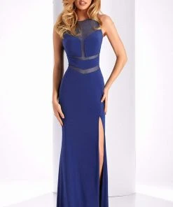 Formal Gowns Clarisse - 3040 Illusion Chevron Panel Gown