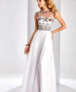 Formal Gowns Clarisse - 3050 Floral Illusion Bateau A-line Dress