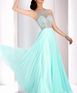 Clarisse - 3068 Radiating Stripe Illusion Gown