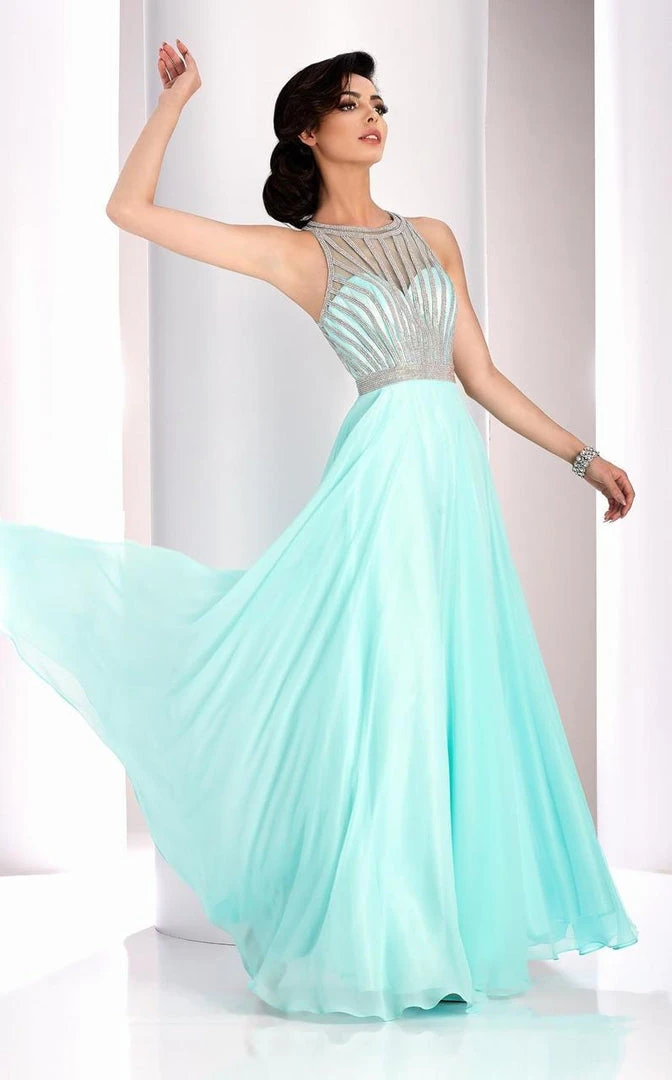 Clarisse - 3068 Radiating Stripe Illusion Gown 3 Clarisse - 3068 Radiating Stripe Illusion Gown