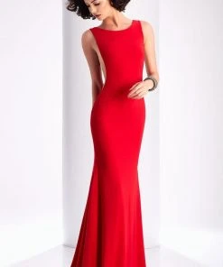 Clarisse - 3095 Plunging Open Back Gown Formal Gowns