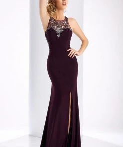 Formal Gowns Clarisse - 3115 Crystal Embellished Gown With Slit 9 Formal Gowns Clarisse - 3115 Crystal Embellished Gown With Slit