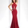 Formal Gowns Clarisse - 3417 Halter Neck Trumpet Jersey Gown 1 Formal Gowns Clarisse - 3417 Halter Neck Trumpet Jersey Gown