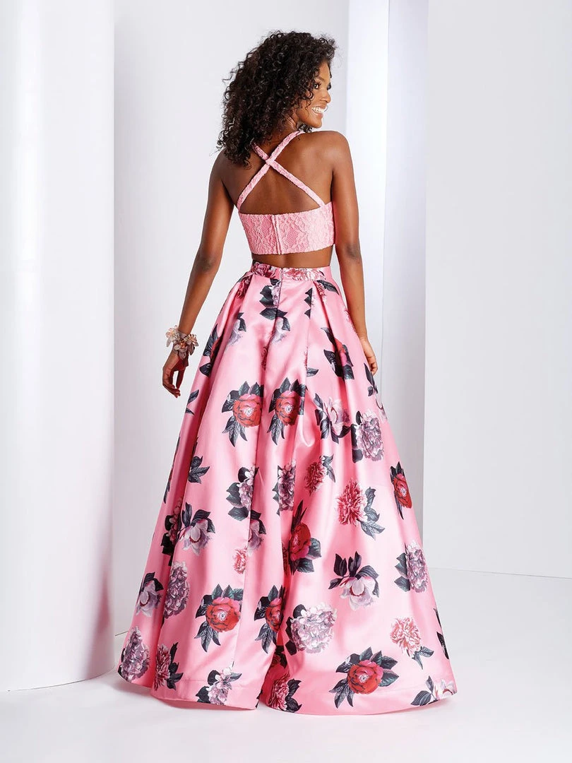 Clarisse - 3420 Two-Piece Square Neck Lace And Floral Evening Gown 4 Clarisse - 3420 Two-Piece Square Neck Lace And Floral Evening Gown