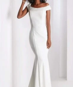 Formal Gowns Clarisse - 3432 Beaded Off-Shoulder Trumpet Dress