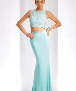 Clarisse - 3438 Two-Piece Crystal Ornate Sheath Gown Formal Gowns