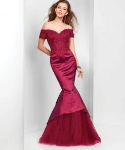 Clarisse - 3447 Off-Shoulder Taffeta Mermaid Gown