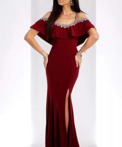 Clarisse - 3497 Jeweled Scoop Neck Sheath Dress