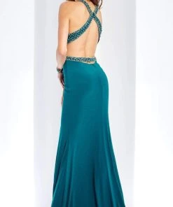 Clarisse - 3512 Embellished Halter Cutout Sheath Dress Formal Gowns